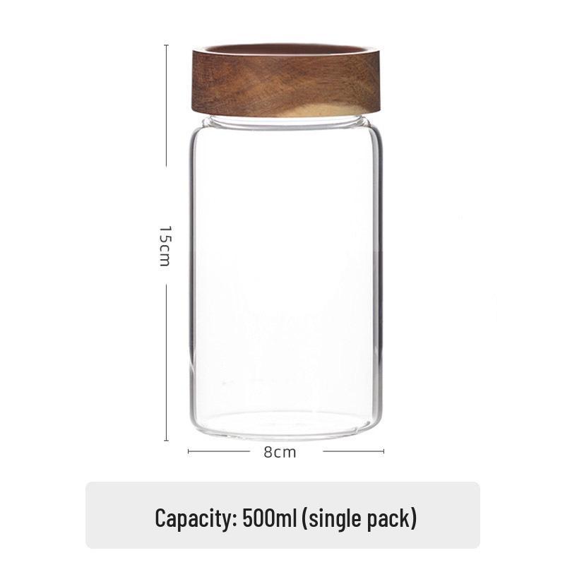 Acacia Wood Lid Airtight Borosilicate Glass Storage Jar for Cereal, Grains, and Coffee Beans
