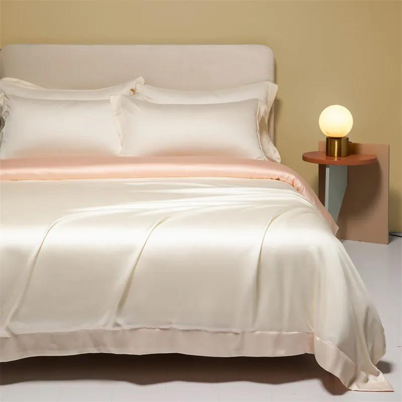 High-End 120S Natural Fabric Bedding Sets Summer Cooling Ice Silk Fitted Sheet Set Skin Friendly Comfortable Bedclothes For Home