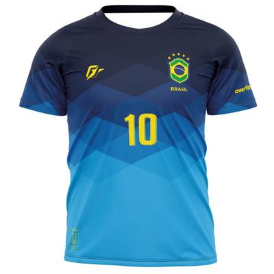 Stylish Brazil Volleyball/Sports Jersey | Navy Body Yellow - Green Gradient Sleeves Embroidered Flag Ideal for Fans & Athletes