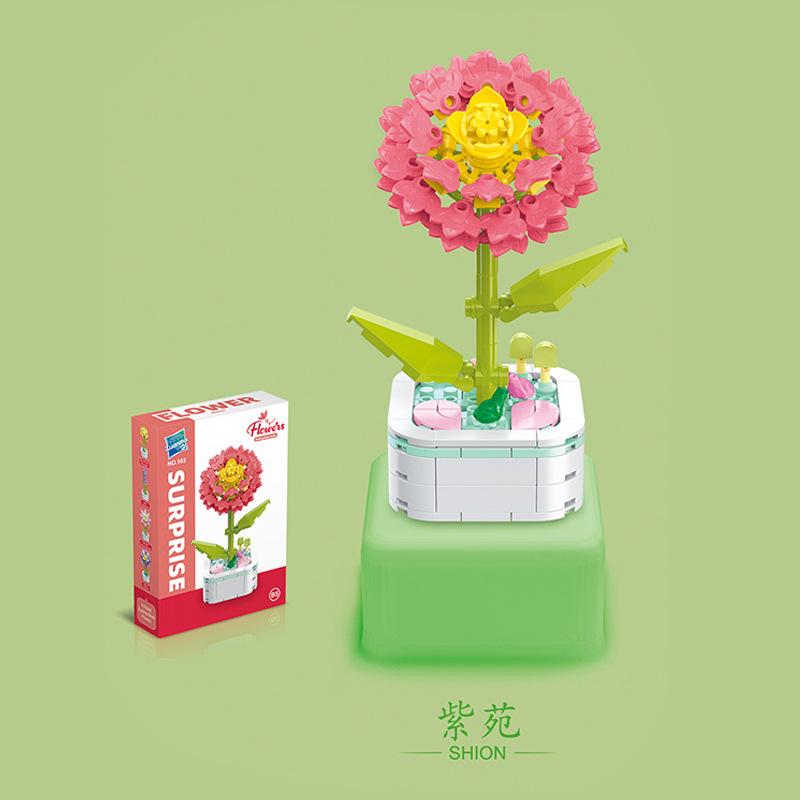Barnas Pedagogiske Små Partikler Mosaikk Byggekloss Blomstersimulering Peon Rhododendron Kompatibel Med En Høy Byggeklossmodell Leke