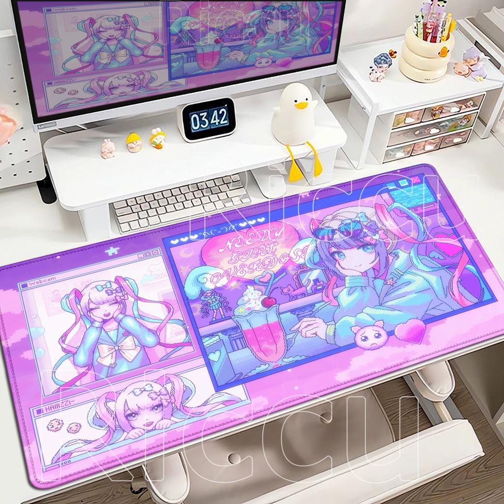NEEDY GIRL OVERDOSE Mouse Pad Kawaii Anime Girl Large Non-slip Rubber Mousepad XXL Computer Gaming Accessories Keyboard Desk Mat