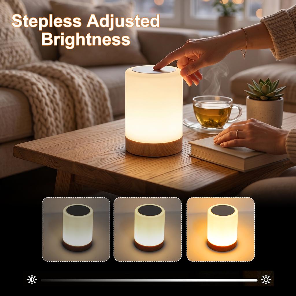 LED Night Light, RGB Table Lamp with Touch Control, Rechargeable 5000mAh Battery, Warm White+RGB+Dynamic+SOS Modes,