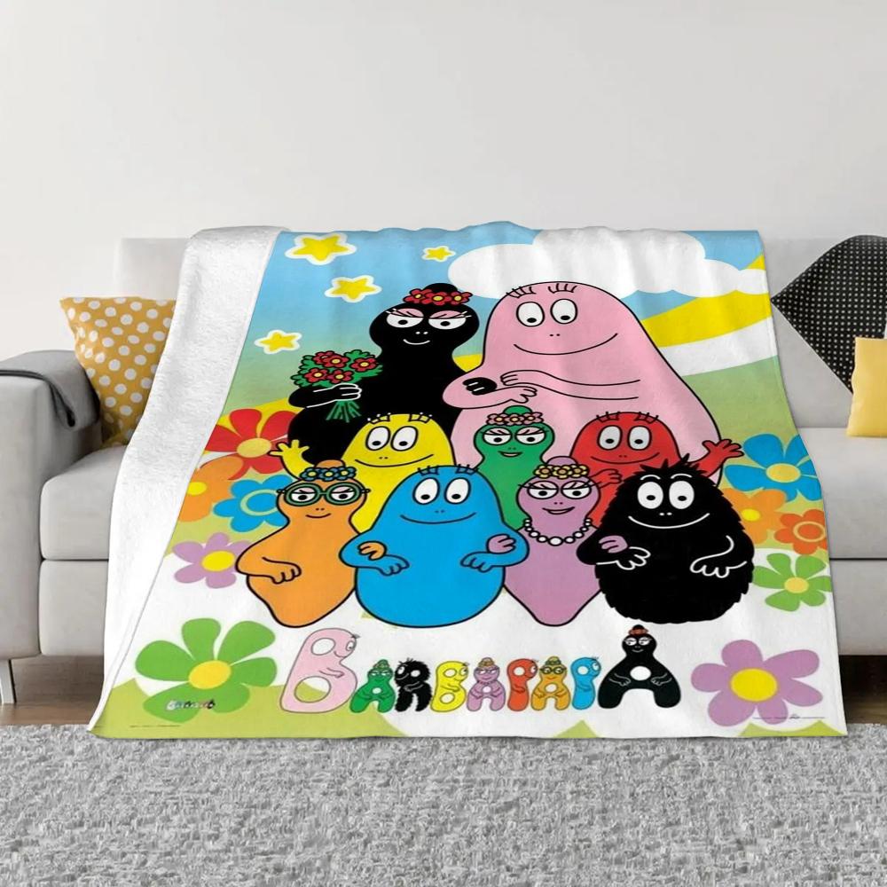 Les-Barbapapa Throw Blanket King Size Fluffy Plaid Throws Blankets for Sofa Luxury Bedding Beach Towel Home and Decoration Knee