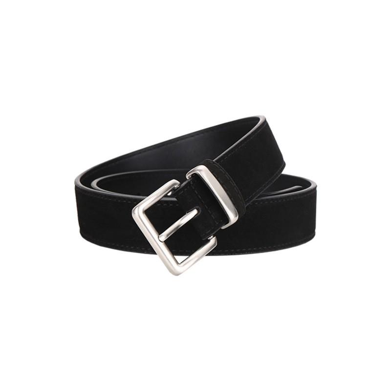Vintage Style Womens Suede Leather Belt With Pin Buckle 3.3cm Wide Adjustable Jeans Casual Wear