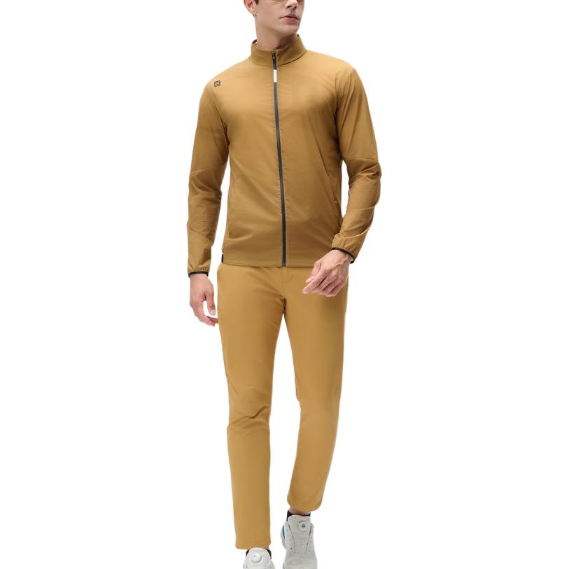 FILA Comfortable Stylish Elastic Soft Stand Collar Zip Design Long Sleeve Jacket Men jackets Yellow Brown A11M435702F-BN