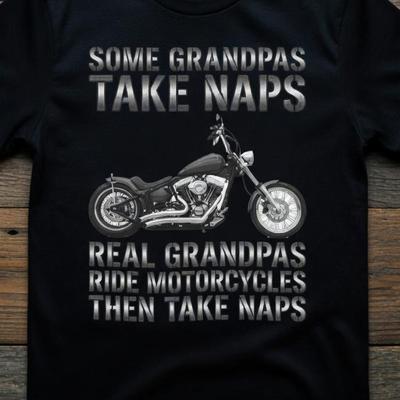Funny Motorcycle Grandpa T Shirt, Biker Grandpa Tee, Real Grandpas Ride Motorcycles Top, Humor Dad Gift, Papa Birthday Gift For Grandpa