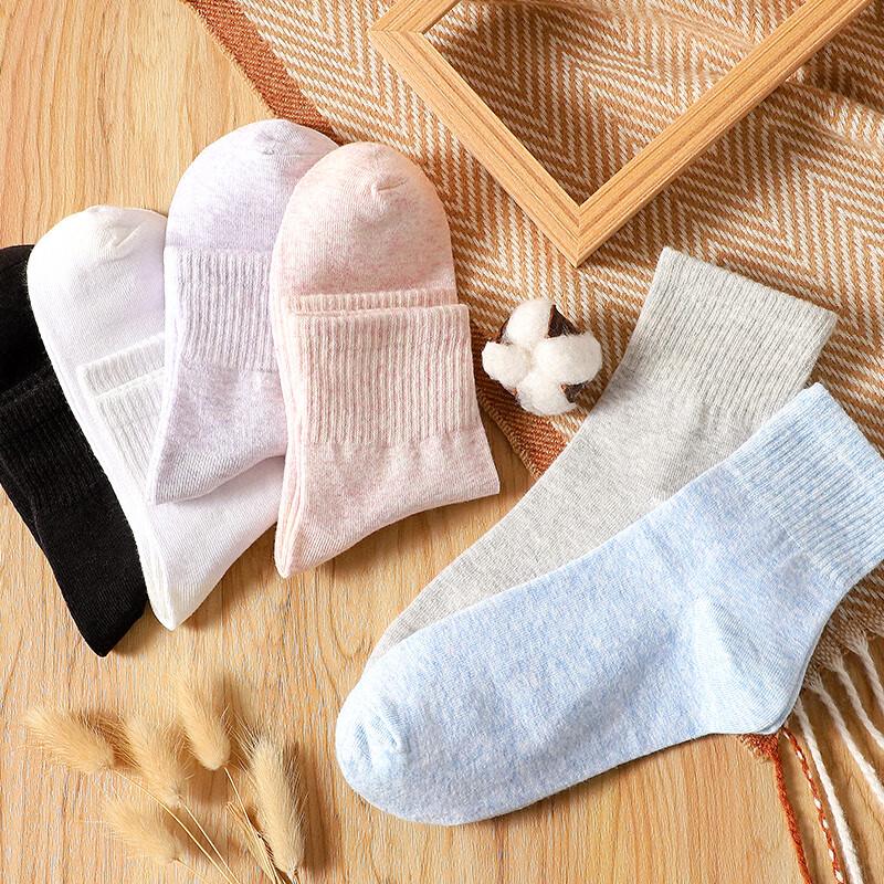 Langsha Women's 100% Cotton Mid-Calf Socks