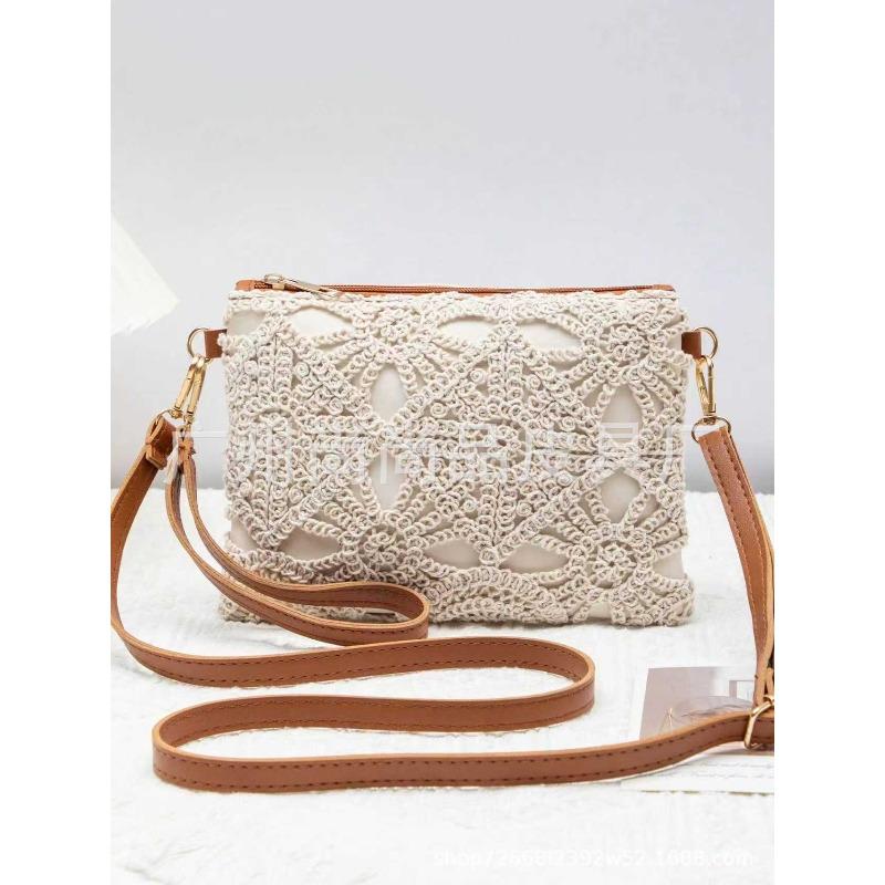 New Trend Hollow Flower Hand Bag Shoulder Crossbody Casual Small Square Bag Light Luxury Daily Matching