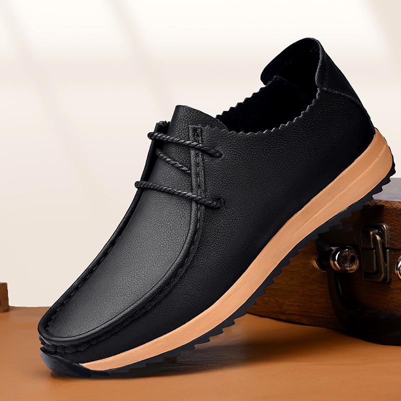 Fashion Texture Handmade Soft Comfortable Invisible Height Increase Small and Large Shoes 35-47 Casual Slip on Non-slip Men Oxford Shoes