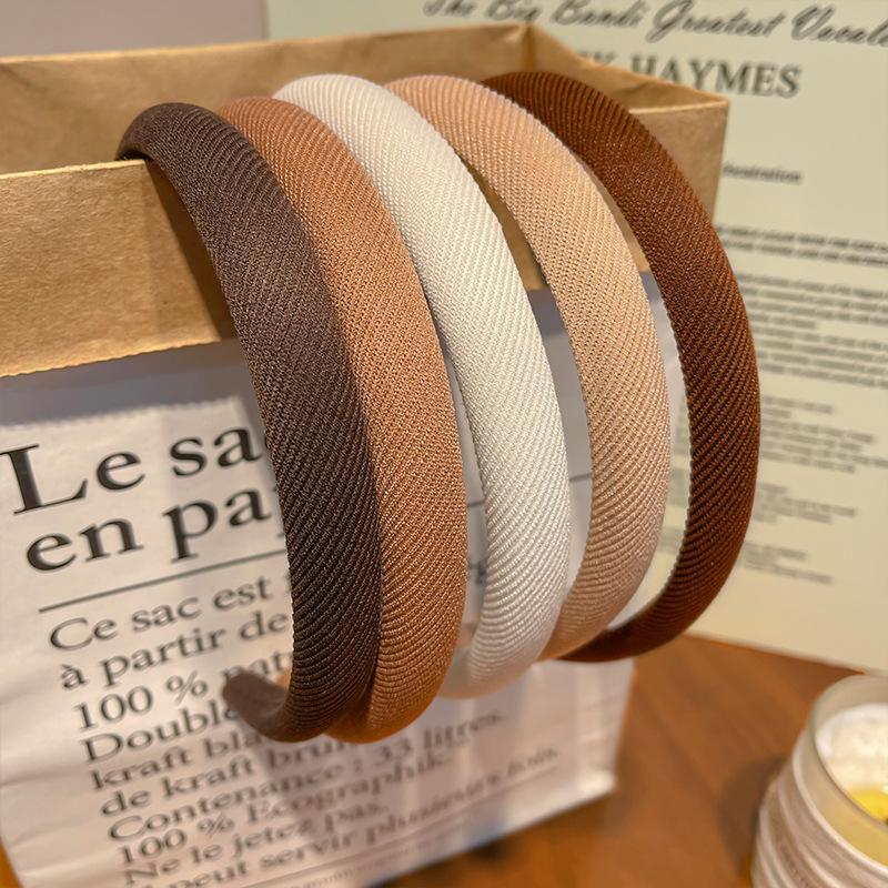French minimalist coffee Maillard sponge hairband female Joker headband online celebrity 2025 new headband hairpin.