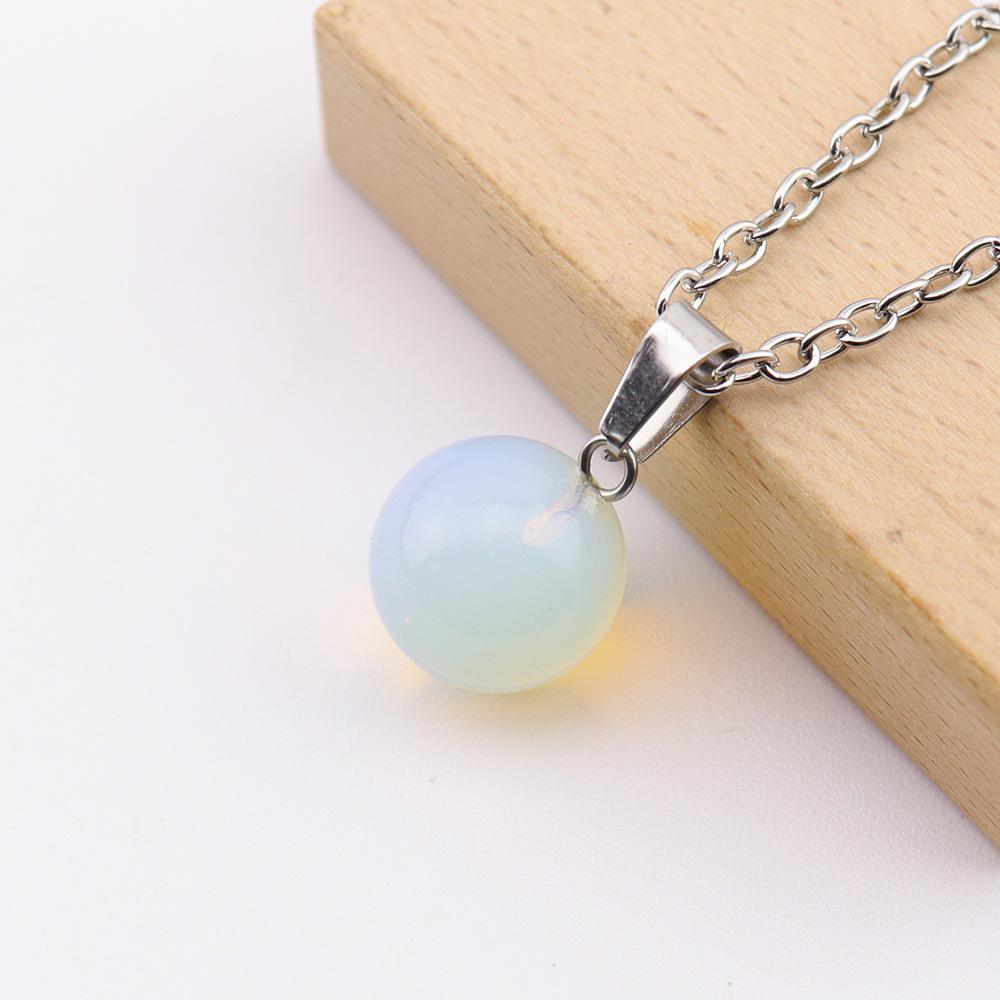 Natural Crystal Stone Sphere Pendant, 14mm, Melon Seed Clasp, Single Hole DIY Necklace, N766