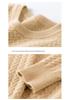 Women's Heavy-Duty Cable Knit Round Neck Cashmere Sweater - Autumn/Winter Warm, Loose Fit Pullover Knitwear
