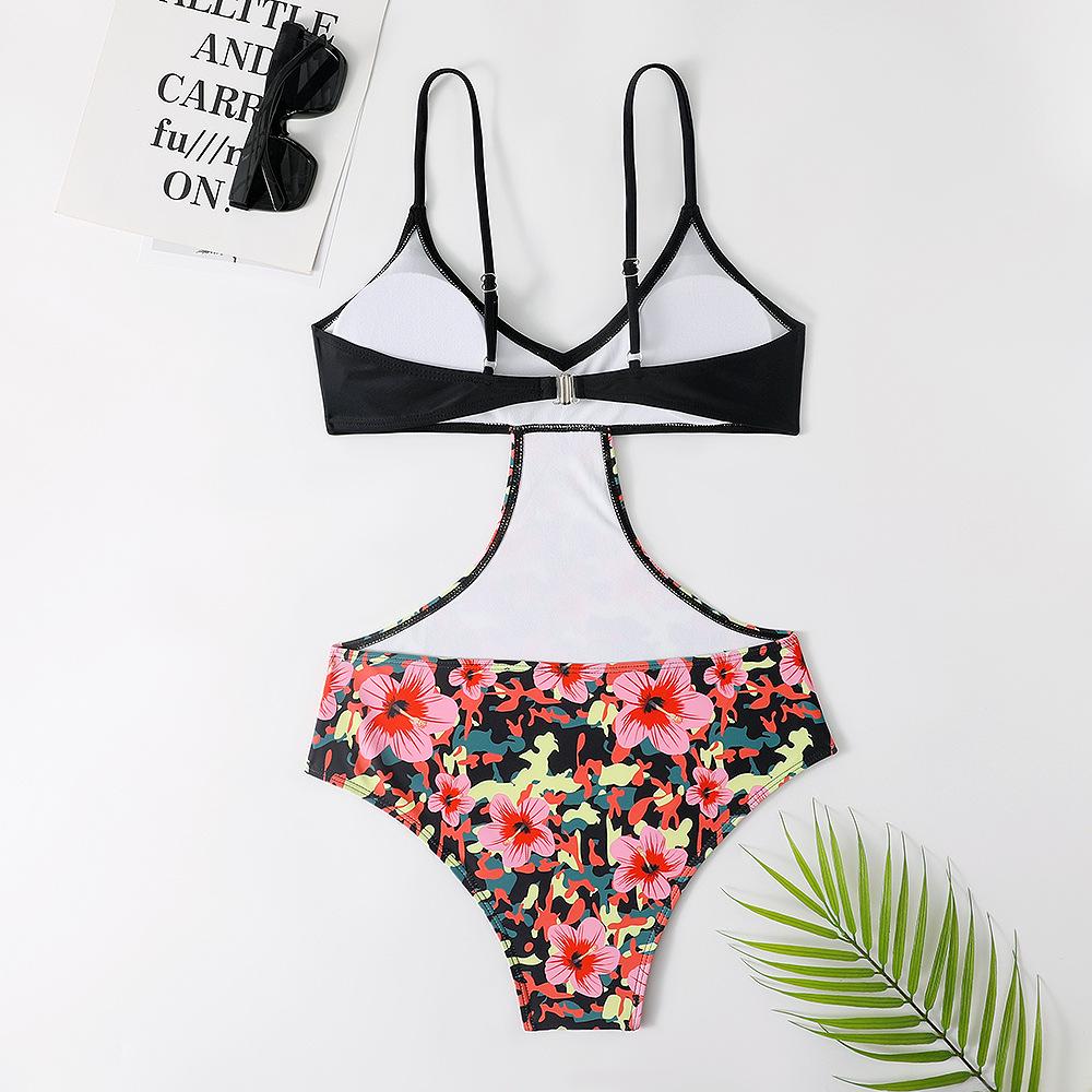 Új stílusú egyrészes pántos fürdőruha - Női európai amerikai szexi mintás bikini