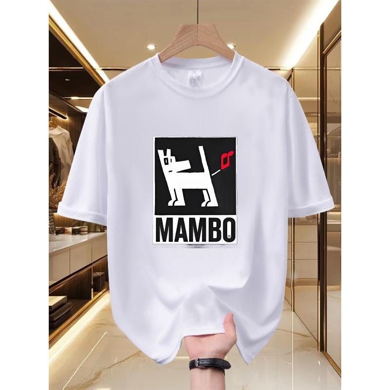 Мужская футболка Mambo - причудливый рисунок с собакой, модная и веселая, с круглым вырезом, короткие рукава для лета, повседневная футболка S
