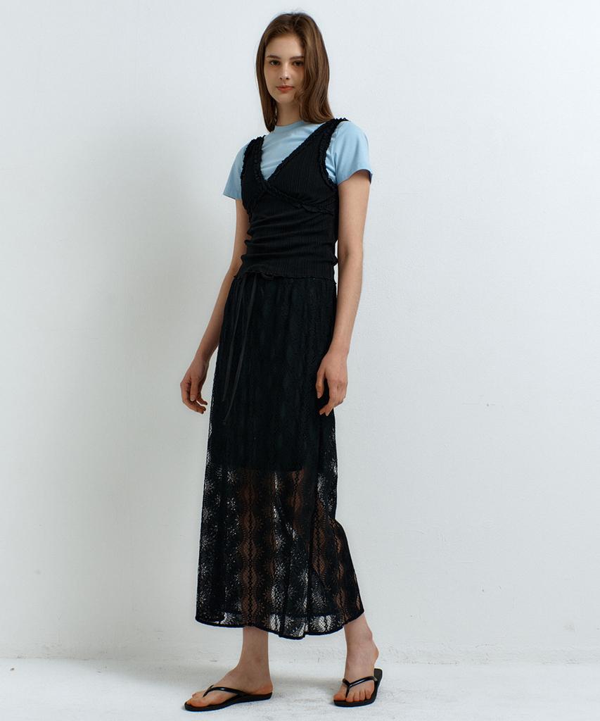 RAVEROUS Lace Long Skirt_Black