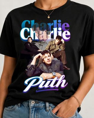 Charlie Puth Retro Collage Graphic T-Shirt and Kids T-Shirt, Unisex Pop Music Fan Tee