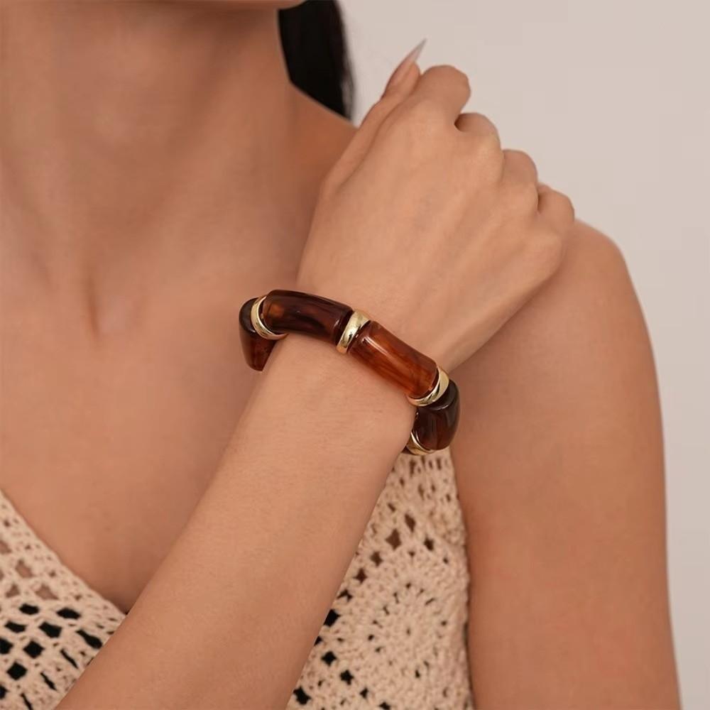 Curved Design Stone Grain Bracelet Multicolour Charm Bracelet Fashion Bamboo Pipe Bracelet  Women