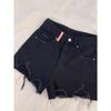 High-Waisted Vintage Ripped Black Denim Shorts - Women's 2025 Wide-Leg Summer Collection.