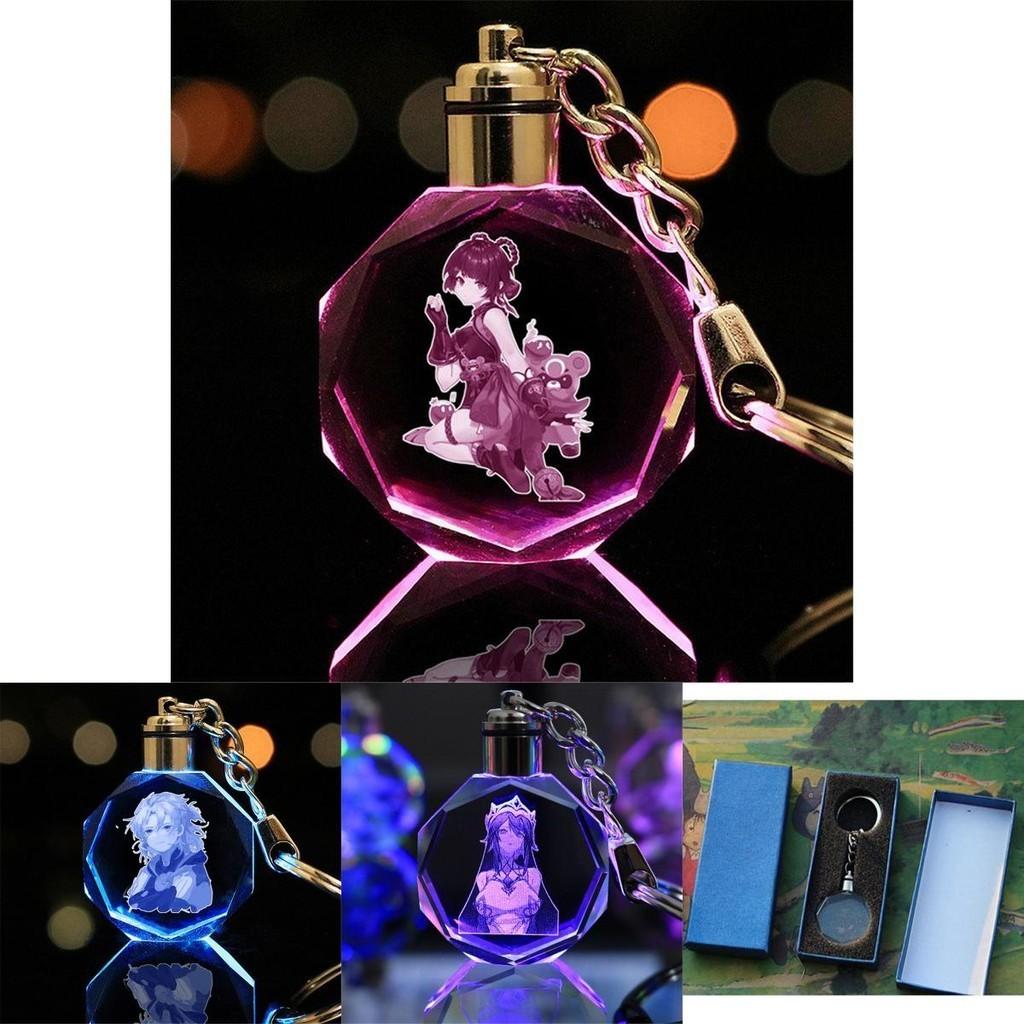 Elegant Genshin Impact Crystal Keychain With Stunning Led Colorful Light For All Occasions