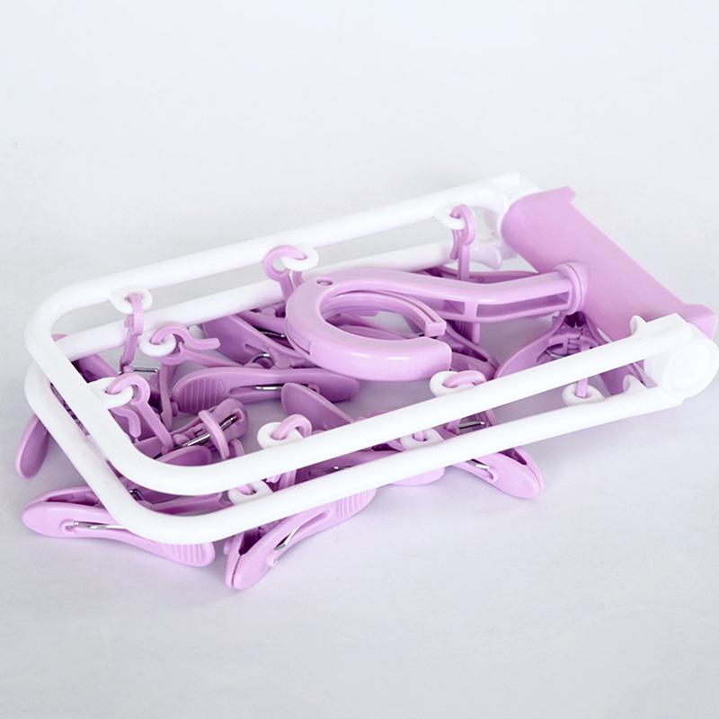 12 Clips Home Use Sock Drying Clip Multifunctional Cloth Hanger Folding Traveling Best Clothes Drying Rack Laundry Hanging Rack