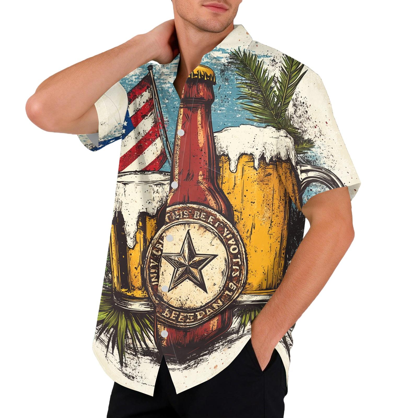 

Men s Short Sleeve Cardigan Casual Shirt Lightweight Button Up Shirt for Summer Holiday and Everyday Wear Suitable for Various Occasions XL винный