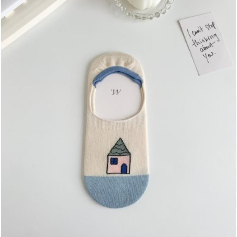 Pantofole Calzini Stampa Cartone Animato Carine Donna Silicone Antiscivolo Basso Taglio Calzini Casual Cotone Traspirante Estate Invisibili No Show