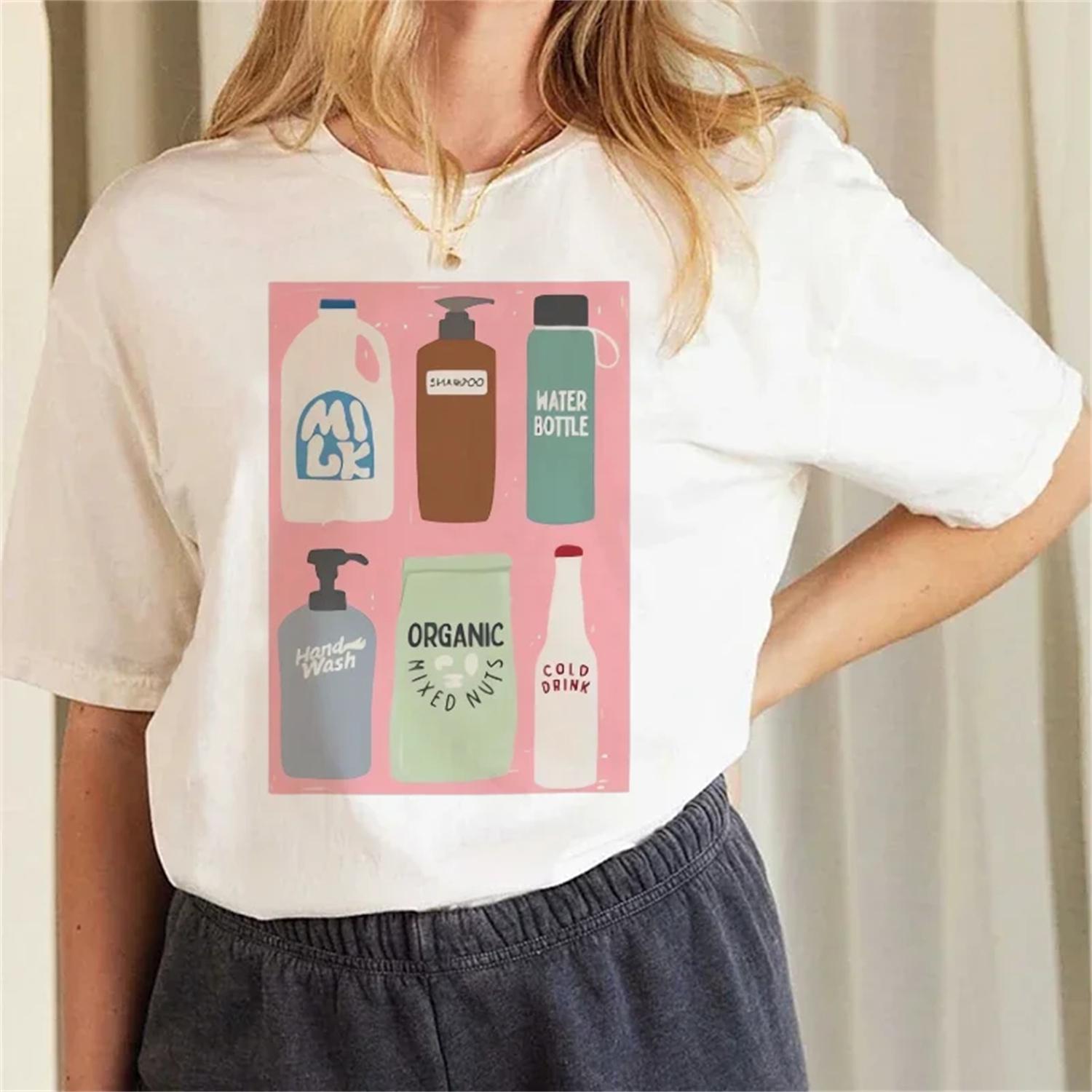 Women s T-Shirt Summer Casual Cartoon Pattern T-Shirt Sweet Style Clothing White Top Regular Versatile Cute Kawaii T-Shirt S