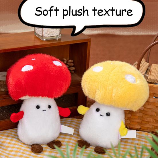 Mushroom Plush Toy Cartoon Stuffed Animal Soft Huggable Pillow Adorable Smiling Cushion for Kids & Collectors
