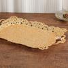 European Style Rectangle Fruit Plate,Exquisite Patterned Openwork Golden Metal Cake Plate Home Tray,Snack Disc Table Decoration