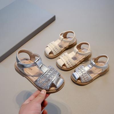 Girls' Closed-toe Sandals, Children's Soft Sole Beach Shoes, Summer New Style Fashionable Woven Girls' Princess Kids' Shoes for Babies