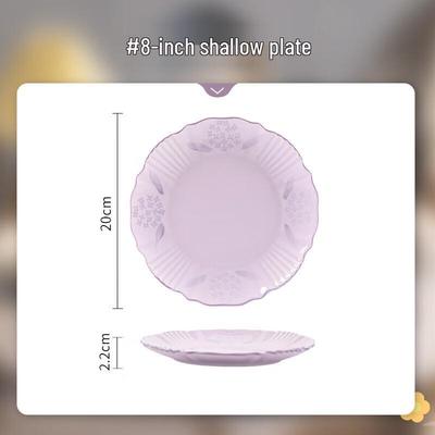 Wuhe Glazed Purple Lily of the Valley 8-Inch Bone China Plate