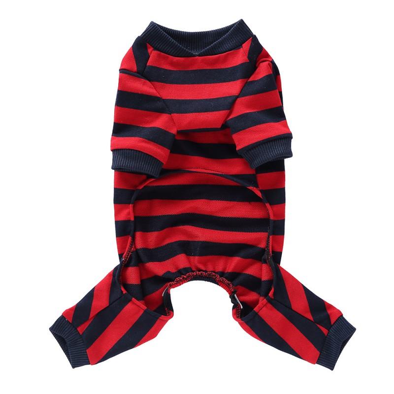 Pet Dog Pajamas British Style Striped Clothes Small Dogs Schnauzer All