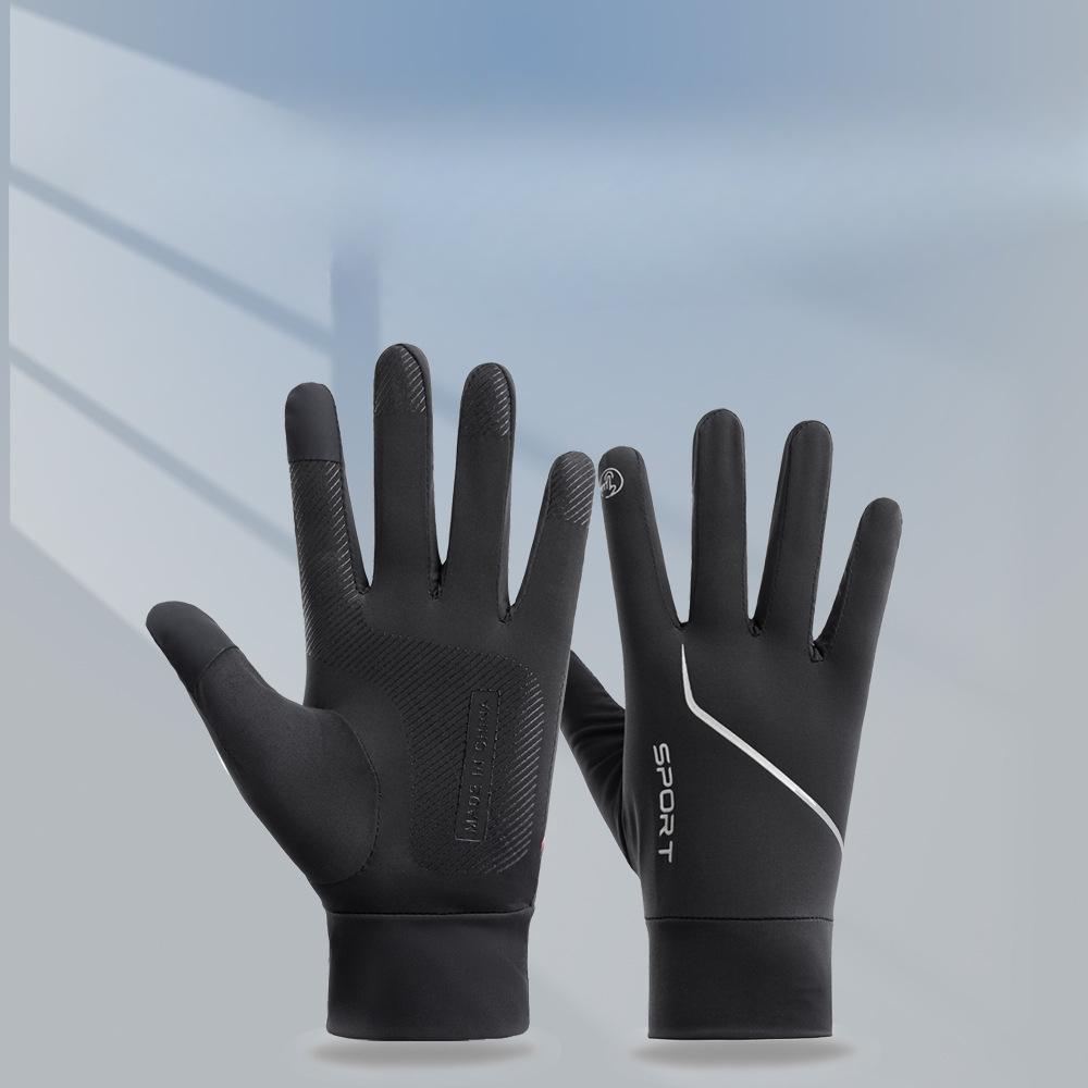 Sunscreen Gloves for Men's Summer Thin Non Slip Anti UV Driving and Riding Takeout Luya Fishing Ice Silk Gloves
