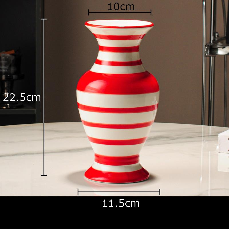 

Colorful Stripes Bottle Shape Ceramic Vase Round Plant Pots Table Decoration Flower Arrangement Floral Vase Room Aesthetic Decor
