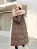 2024 Autumn Winter New Down Cotton Parkas Jacket Women's X-Long Faux Fur Collar Padded Jacket Thick Loose Large Size Padded Jacket