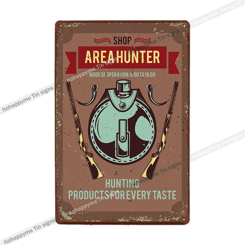 Jagd Metallschild Blechschild Retro Jäger Plakette Eisenmalerei Jagd Poster Geschäft Vintage Wandkunst Dekoration Heimschilder 20x30cm