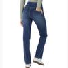 Shascullfites High Waisted Tummy Control Bootcut Jeans Blue Washed Stretchy Knit Casual Multiple Pockets Pull-On Petite Jeans