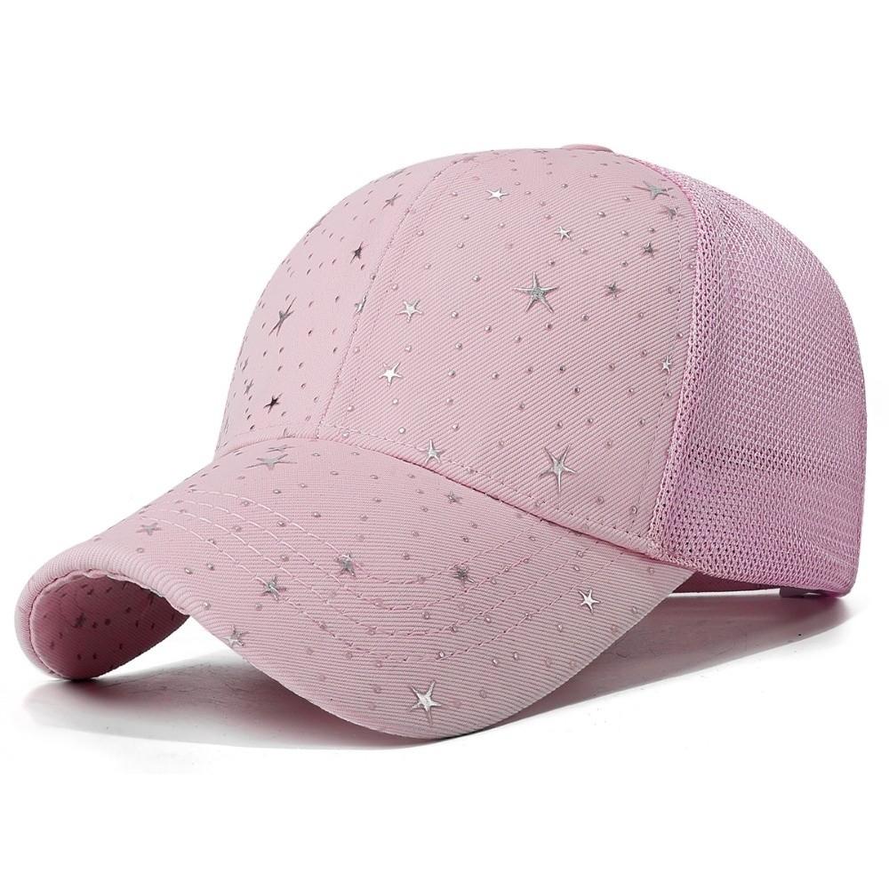 Casual Starry Sky Print Mesh Baseball Cap Wide Brim Breathable Peaked Cap Adjustable Trucker Cap Summer