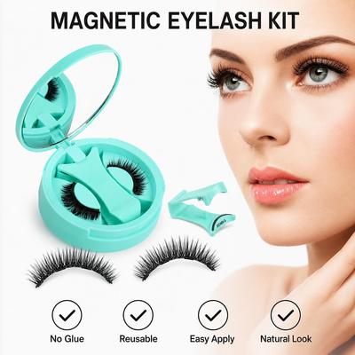 Set Portatile di Ciglia Magnetiche 3D – Ciglia Finte Naturali e Voluminose Senza Colla e Riutilizzabili Facili da Applicare