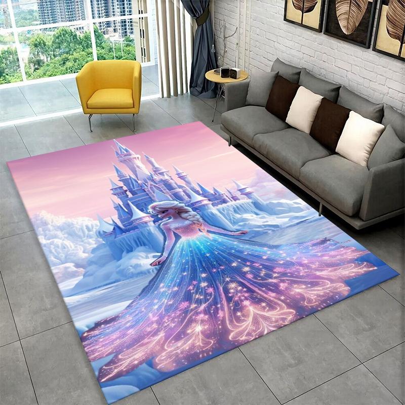 Cartoon Frozen Elsa Princess Girl Carpet Rug for Playroom Bedroom Living Room Sofa Home Decor,kid Area Rug Non-slip Floor Mat