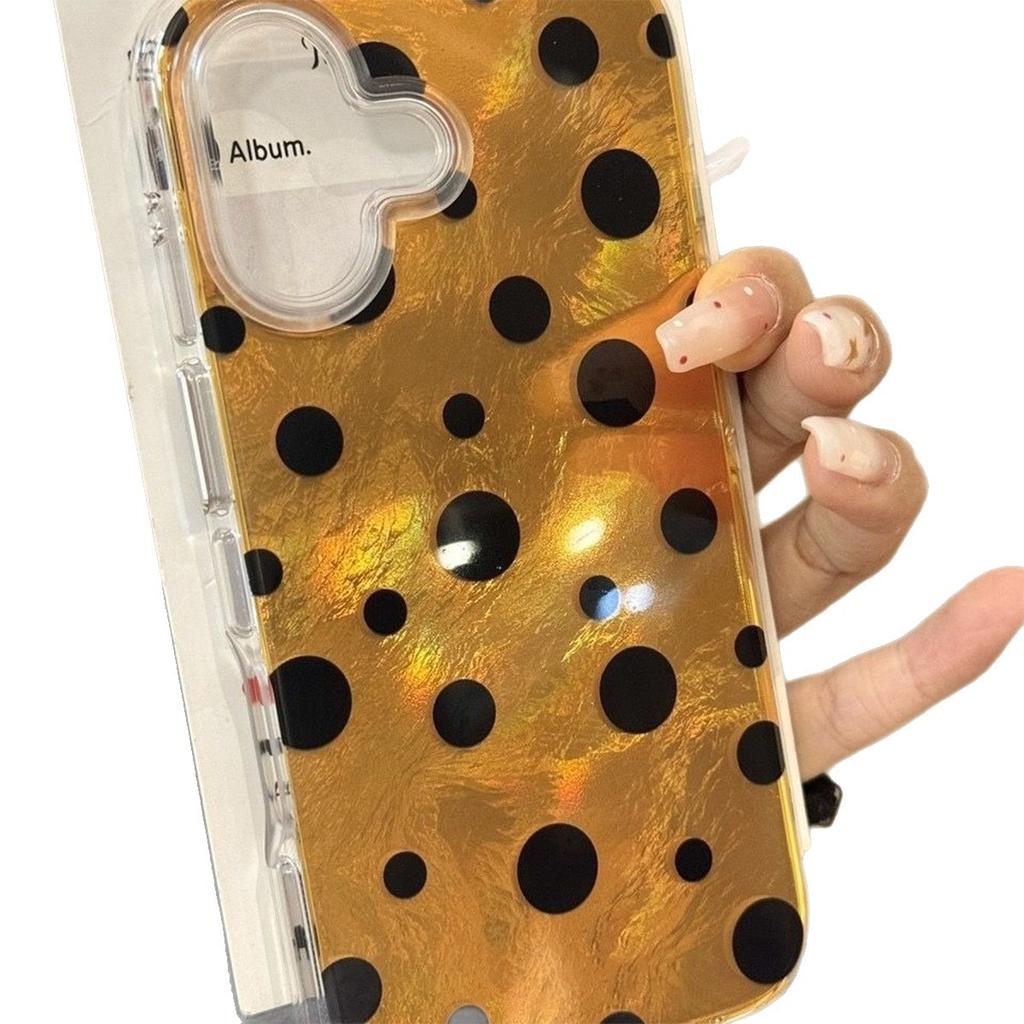 Tinfoil Pattern Swirl Pattern Shell Pattern Mobile Phone Case for Apple Double Layer Imd Mobile Phone Case with Stand Ins Trendy Girl