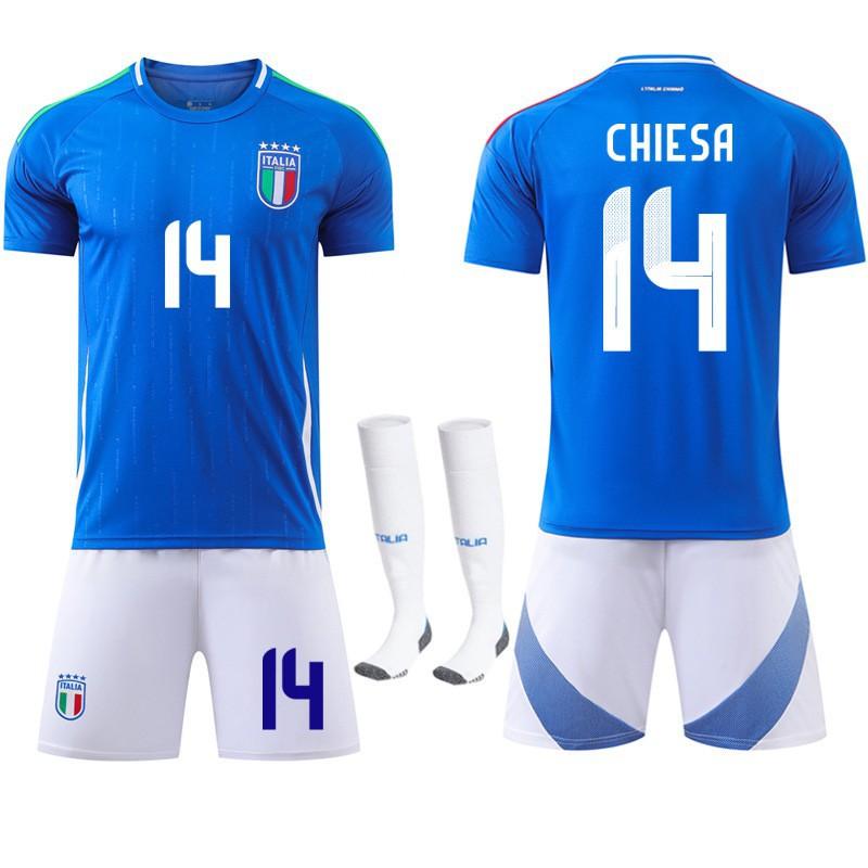 European Cup Italian Home Football Uniform Set Jersey No. 14 Chiesa Jr. 18 Barrera National Team