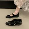Fashion 2025 New Female Mule Crystal Rhinestone Pointy Mary Jane Shoes Low Heeled Sandals Fashion Slipper Luxury Party