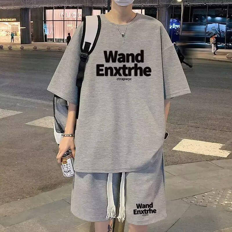 Summer Youth Casual Shorts & Short-Sleeve Suit - Men's Loose Fit, Large Size for Junior High