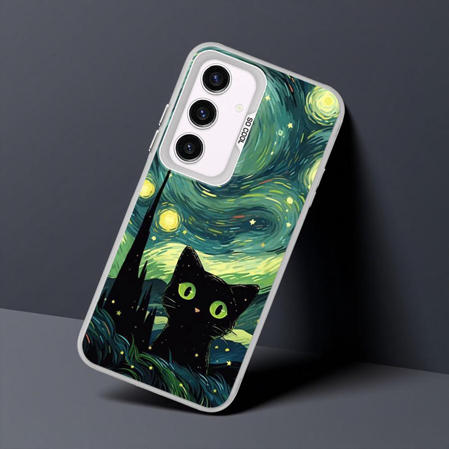 Van Gogh Art Cat Case for Samsung Galaxy A53 A35 A73 A71 A55 A72 A52 A54 A51 A56 A26 A36 Soft Shell