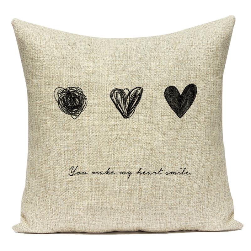 Motto Letters Printed Home Decor Cushion Covers Polyester Black White Pillow Cover Sofa Bed Car Decorative Pillow Case