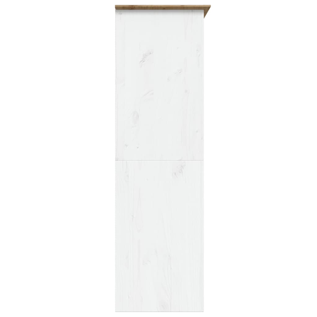 Bodo Wardrobe, White-Brown, 146X53.5X173 Cm, Solid Pine Wood