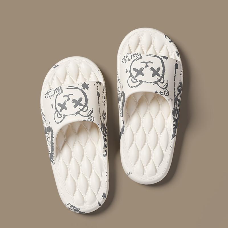 QYCKABY Men's Flip-flops Summer Slippers Printing Sandals Trend Anti Slip Shoes EVA Slippers Fashion Male Massage Beach Footwear