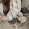 French Design White Bow Long Sleeve Shirt Women Casual Commute Top