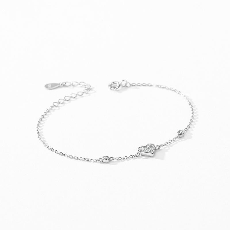 Moissanite 925 Sterling Silver Sweet Heart Micro Inlaid Diamond Bracelet Affordable Luxury Elegant Niche Design Wedding Gift